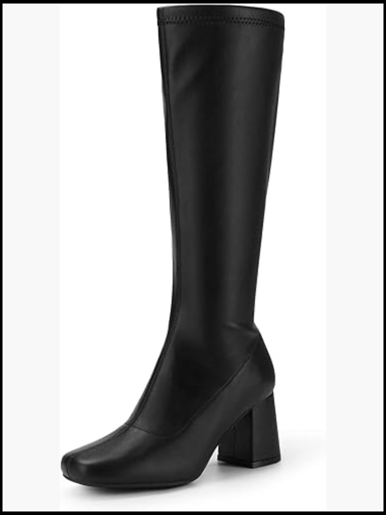 Square Toe Chunky Knee High Gogo Boots Wide Calf Retro Y2k Style